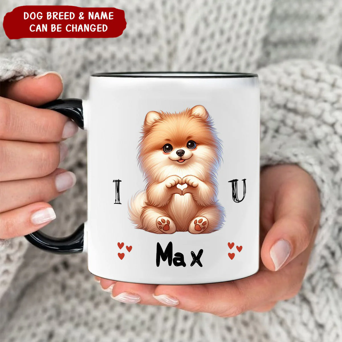 Personalized Dogs Giving Heart Hand Mug - Image 2