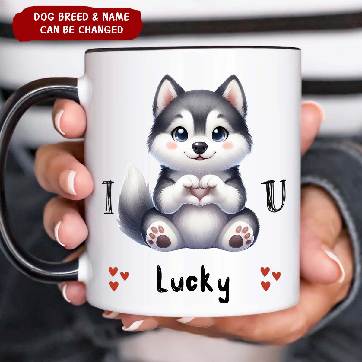 Personalized Dogs Giving Heart Hand Mug - Image 3