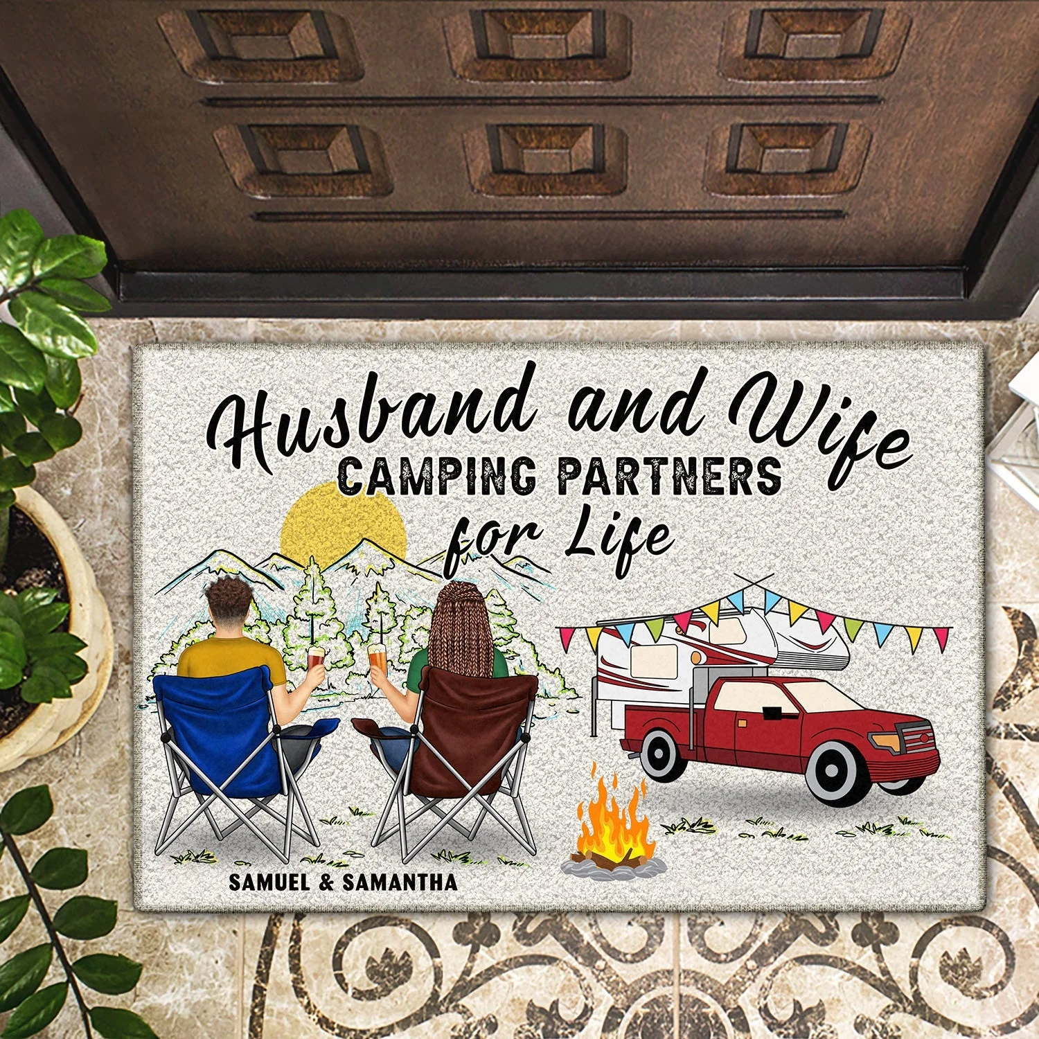Personalized Doormat Gift For Camping Lovers - Home Is Where We Park It - Image 3