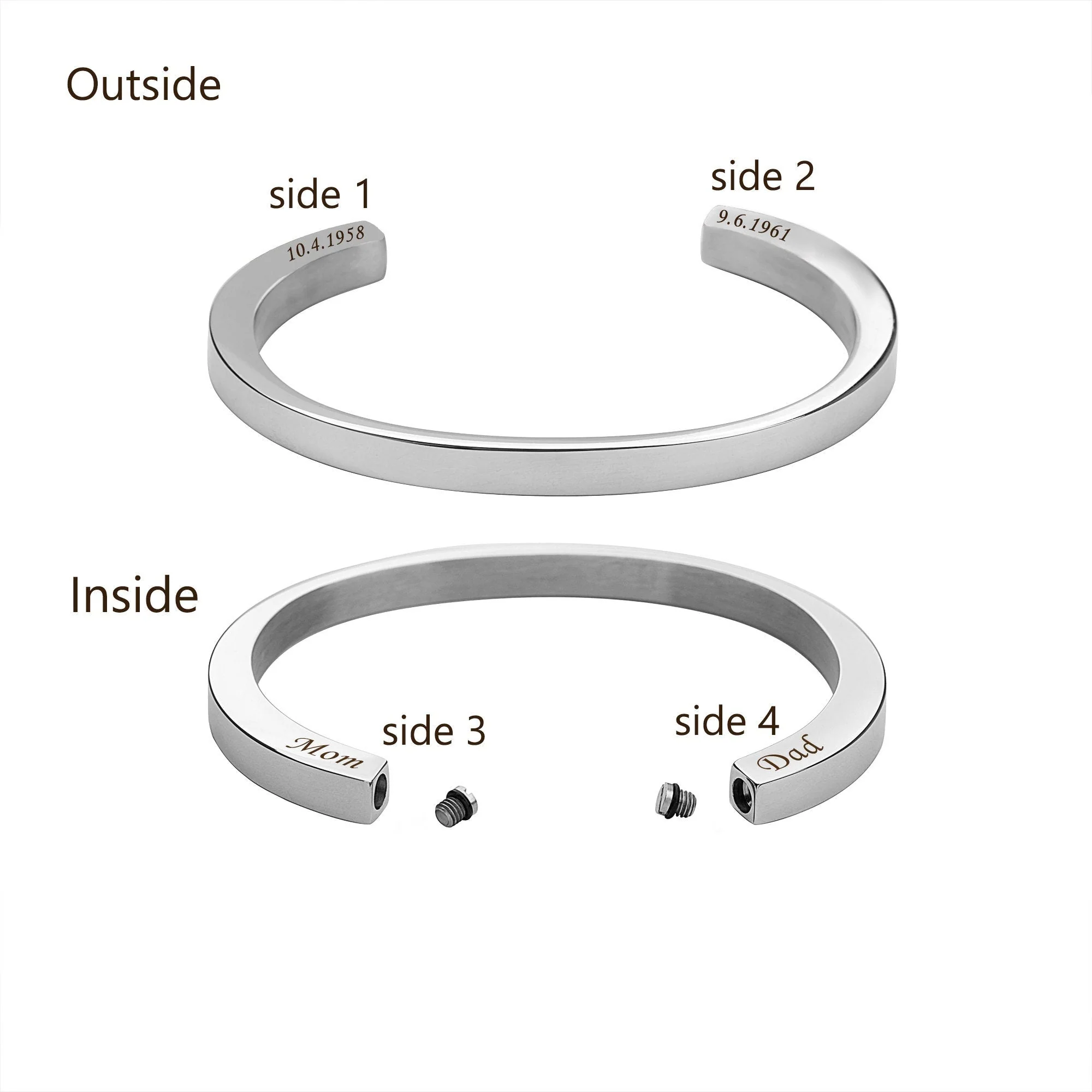Personalized Double Chamber Memorial Ashes Bracelet