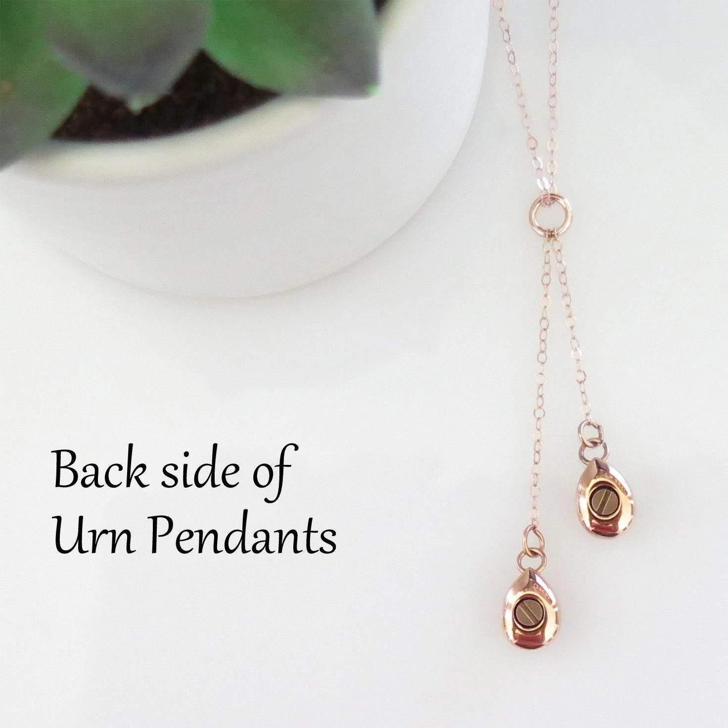Personalized Double Urn Teardrop Pendant Necklace for Ashes Cremation Jewelry Keepsake - Image 3