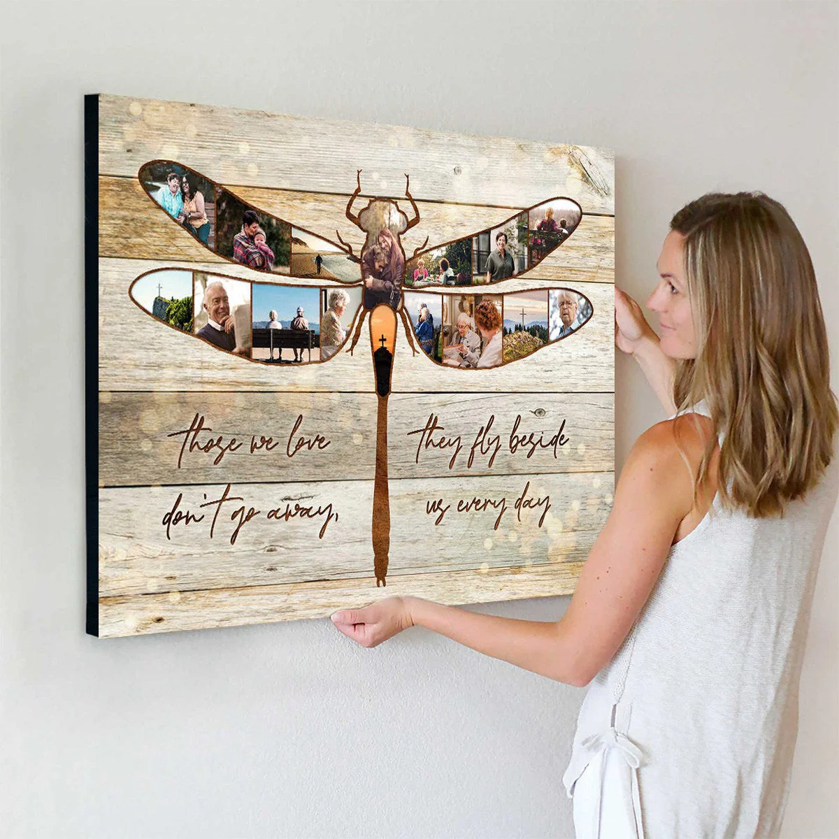 Personalized Dragonfly Photo Collage Canvas Poster Memorial Gift - Image 2