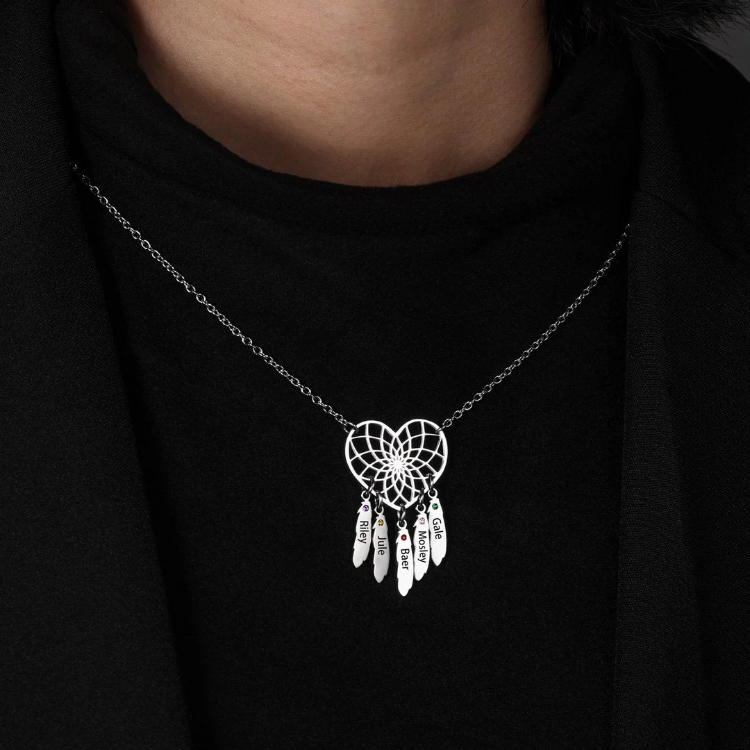 Personalized Dream Catcher Necklace With Birthstones Custom Name Necklace Gifts For Her - Image 20