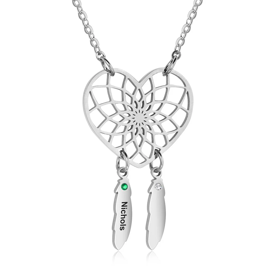 Personalized Dream Catcher Necklace With Birthstones Custom Name Necklace Gifts For Her - Image 29