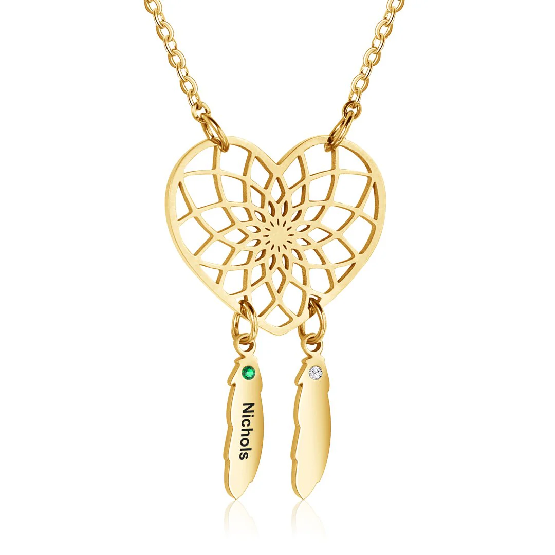 Personalized Dream Catcher Necklace With Birthstones Custom Name Necklace Gifts For Her - Image 4
