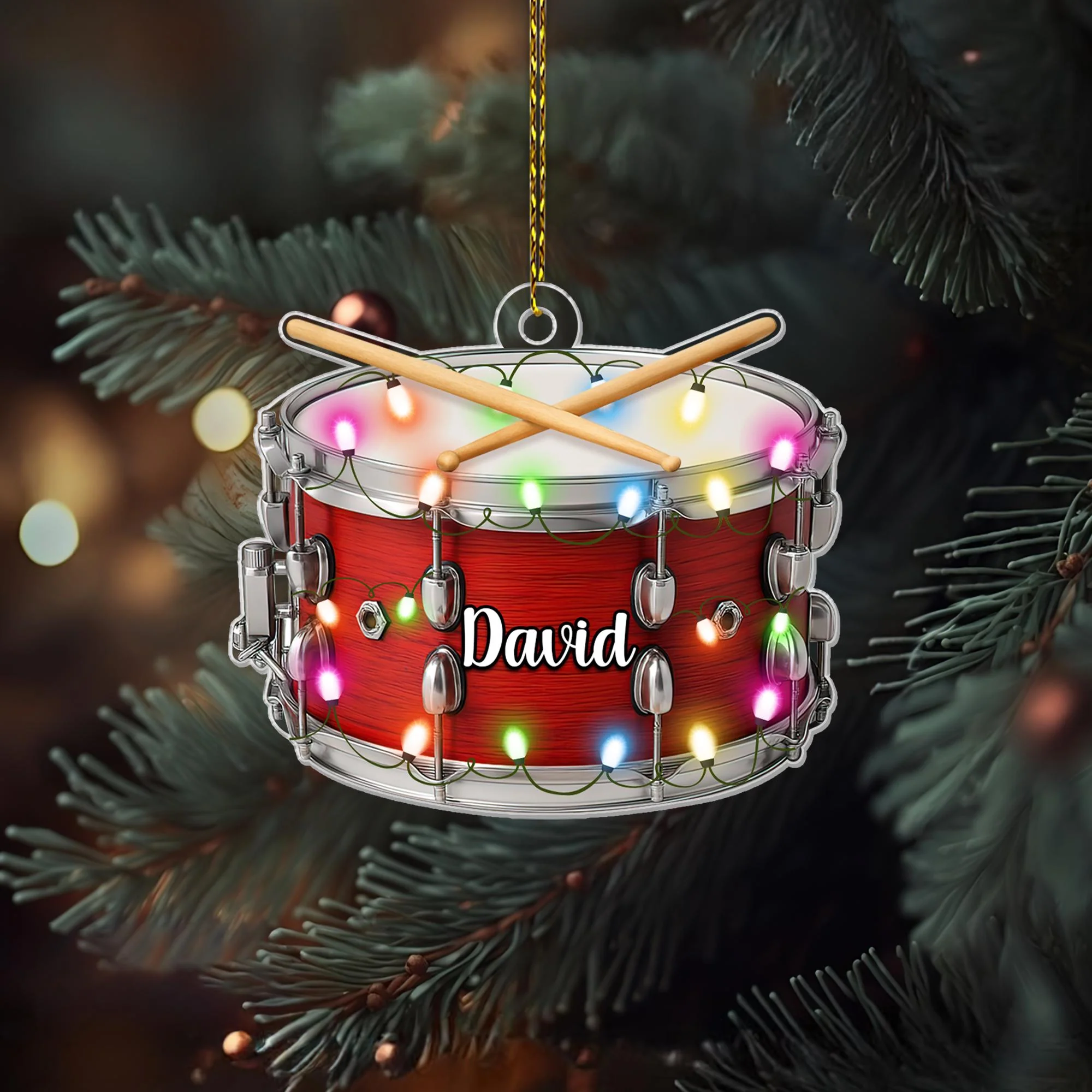 Personalized Drum Acrylic Ornament Musical Instrument Christmas Ornament - Image 3