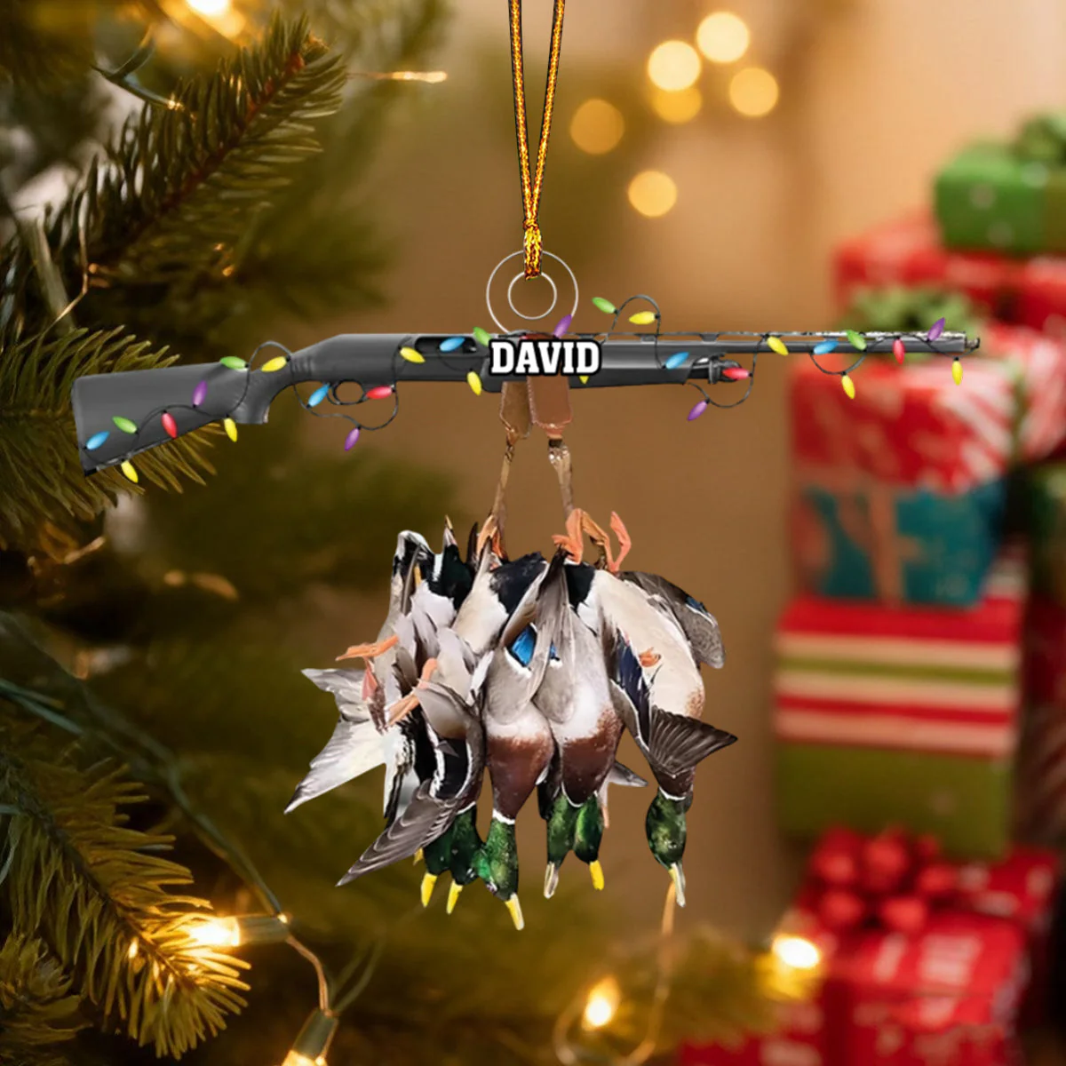 Personalized Duck Hunting Acrylic Christmas Ornament – Custom Name Gift For Hunters - Image 2