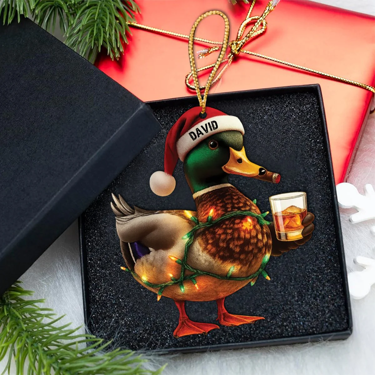Personalized Duck Hunting Custom Name Acrylic Ornament Christmas Gift for Hunter - Image 2