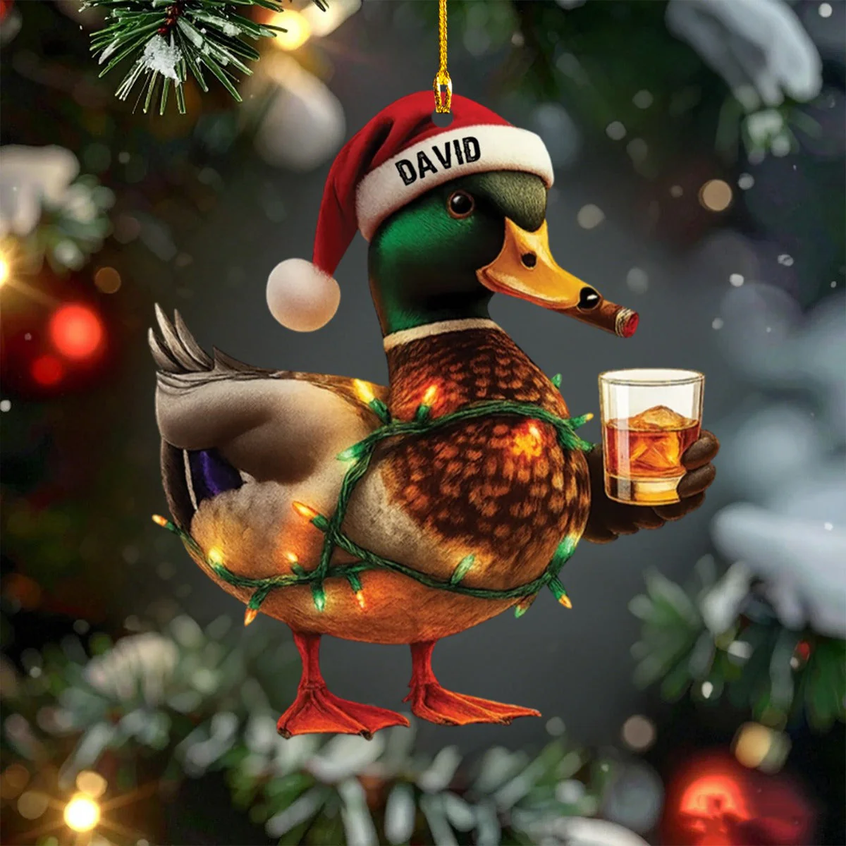 Personalized Duck Hunting Custom Name Acrylic Ornament Christmas Gift for Hunter - Image 3