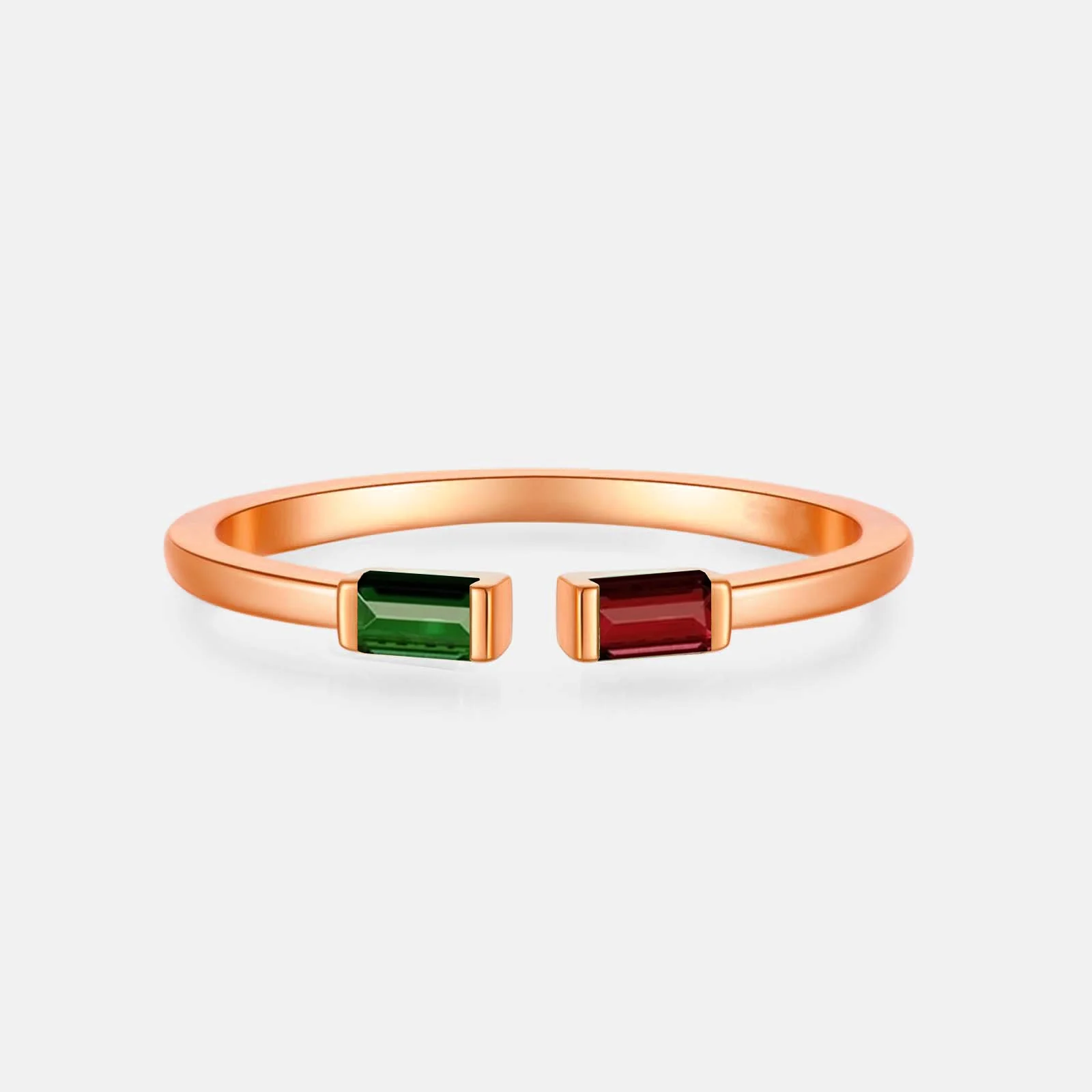 Personalized Duo Baguette Adjustable Birthstone Ring - Image 10