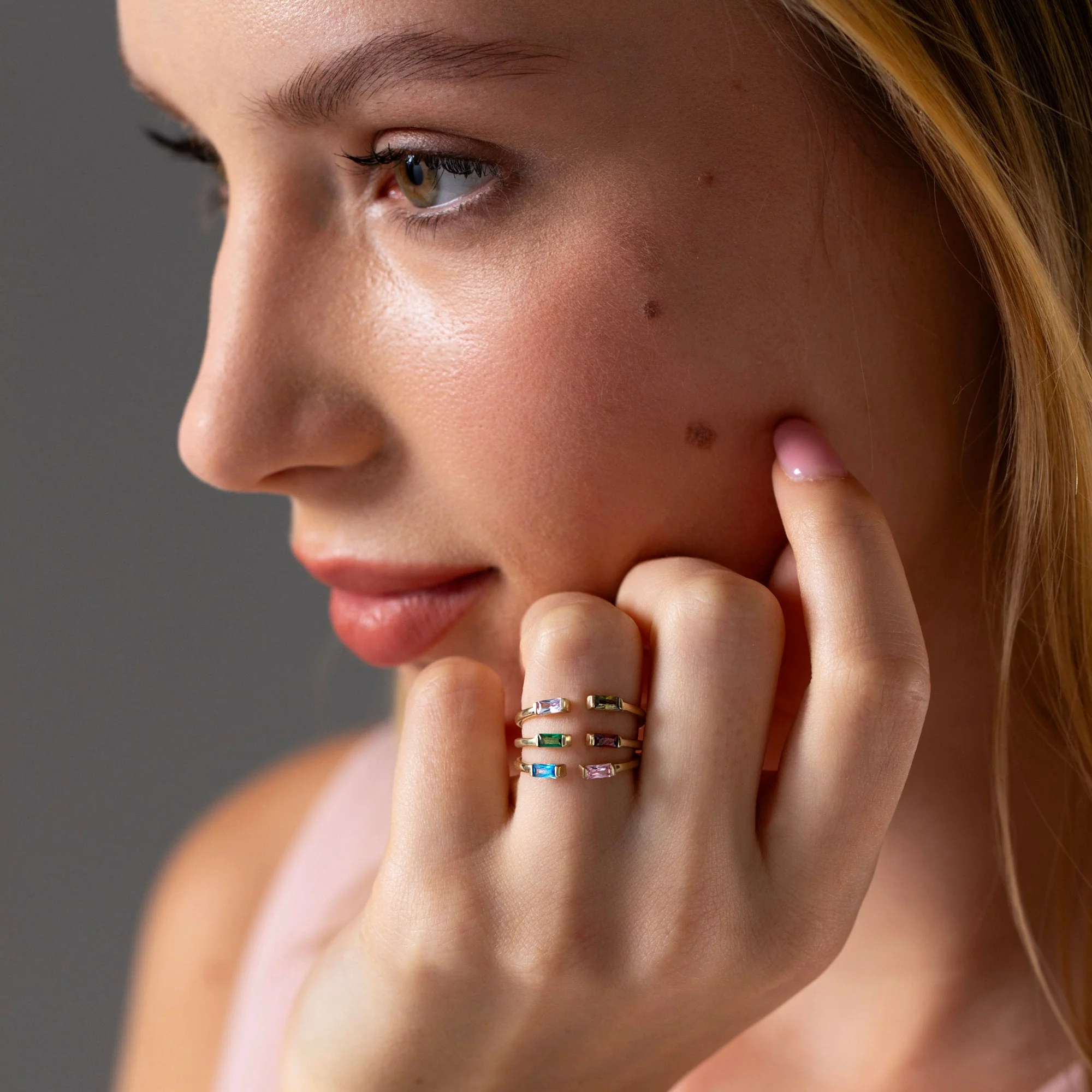 Personalized Duo Baguette Adjustable Birthstone Ring - Image 4