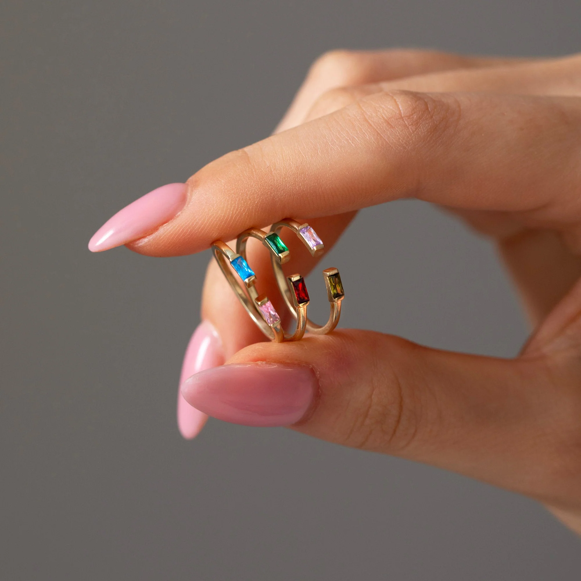 Personalized Duo Baguette Adjustable Birthstone Ring - Image 5