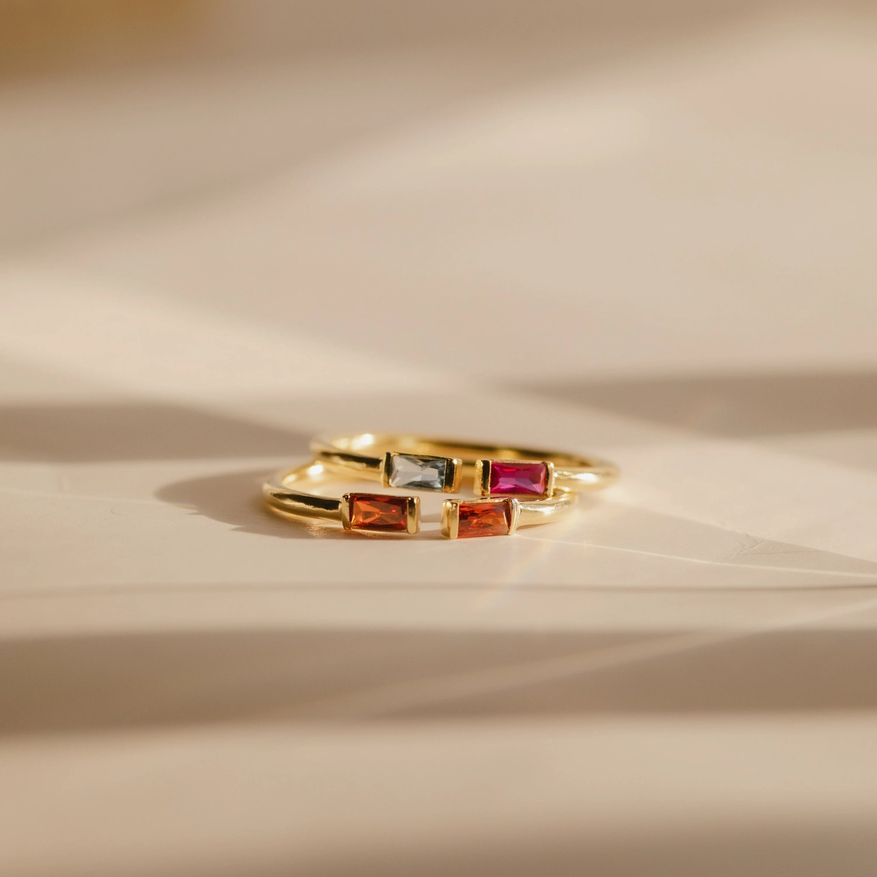 Personalized Duo Baguette Adjustable Birthstone Ring - Image 8