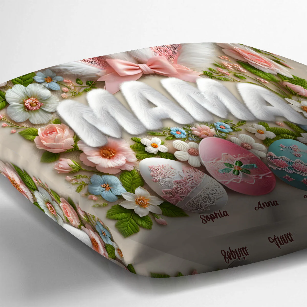 Personalized Easter Bunny Grandma Pillow - Custom Name Throw Pillow Gift for Grandma, Mother's Day - Image 4