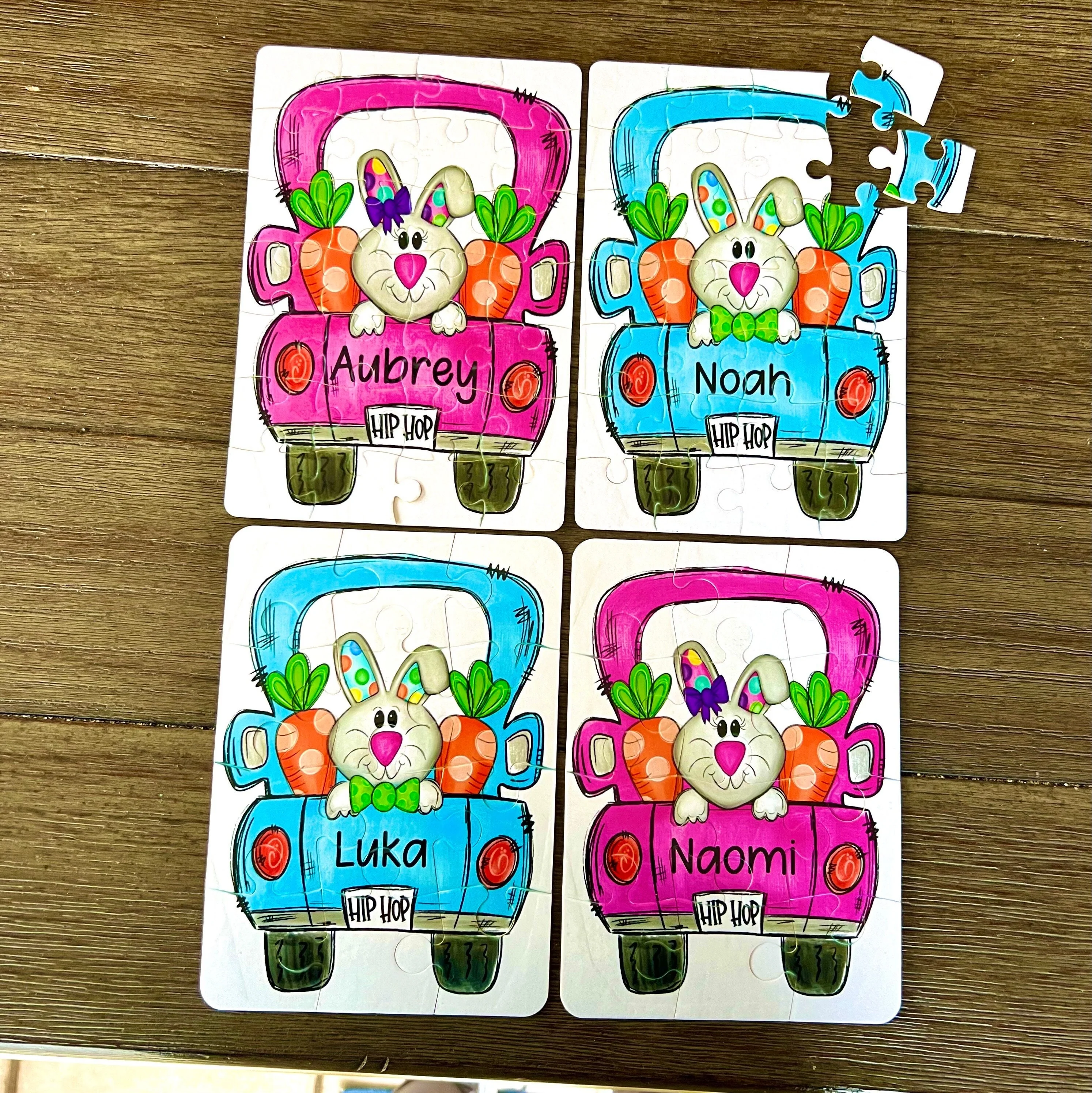 Personalized Easter Bunny Truck Puzzle, Easter Basket Stuffers for Girls, Boys, Kids Gift - Image 3