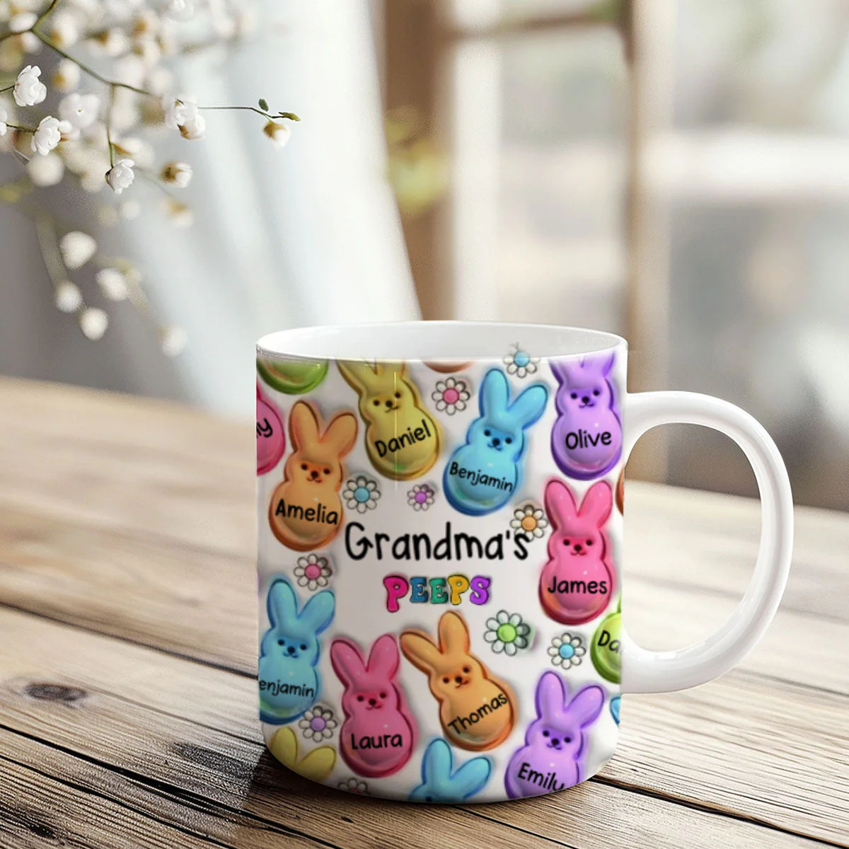 Personalized Easter Gift Bunny Grandma Kids Mug - Image 3