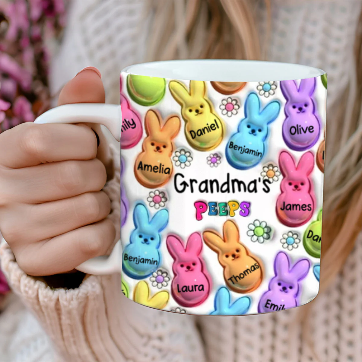 Personalized Easter Gift Bunny Grandma Kids Mug - Image 4