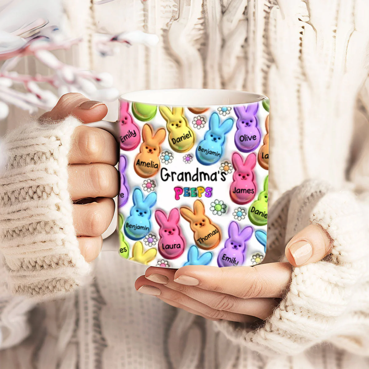 Personalized Easter Gift Bunny Grandma Kids Mug - Image 6