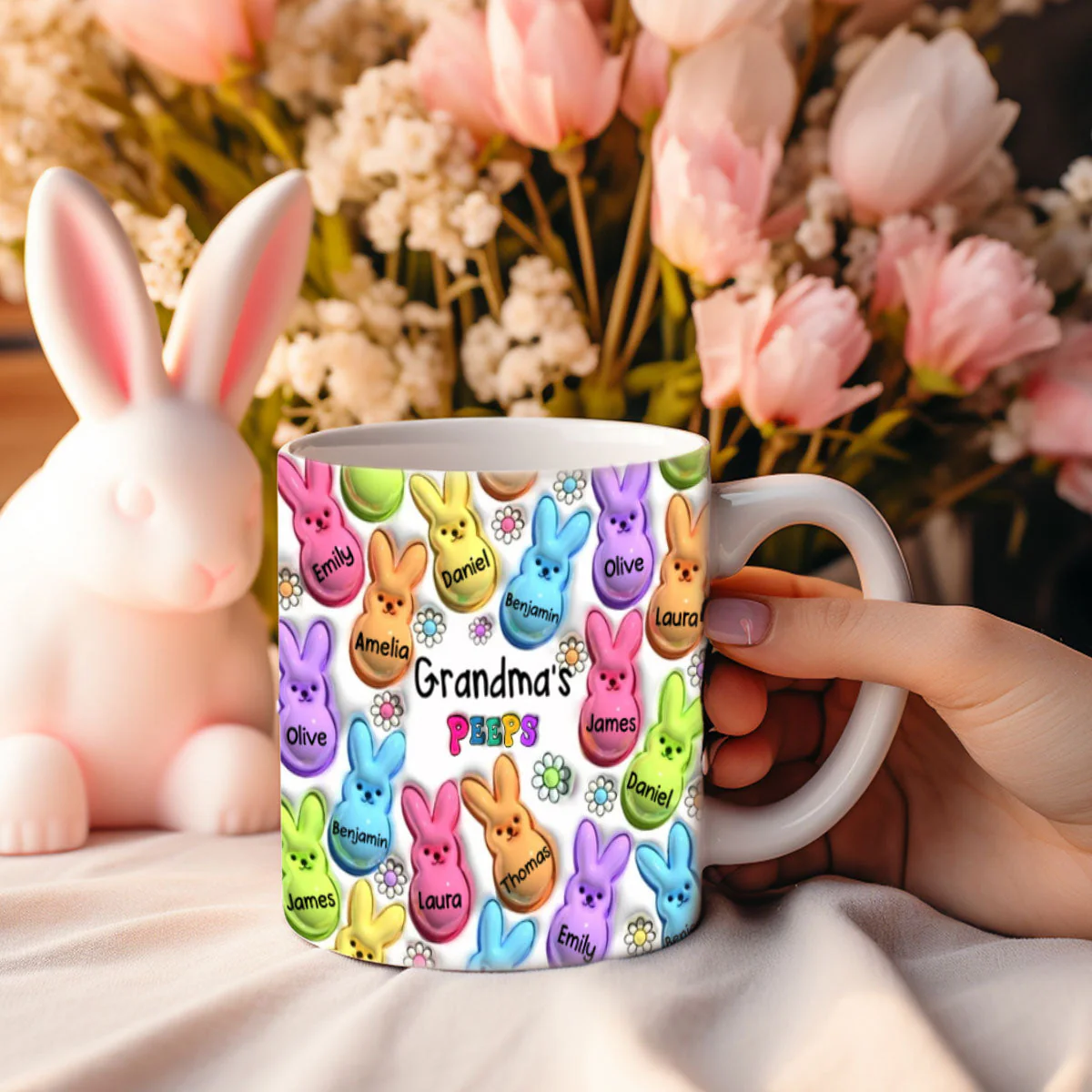 Personalized Easter Gift Bunny Grandma Kids Mug - Image 7