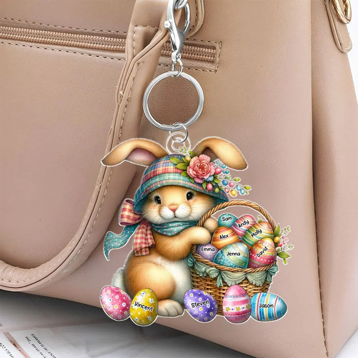 Personalized Easter Gift Grandma's Favorite Bunny Keychain - Image 2