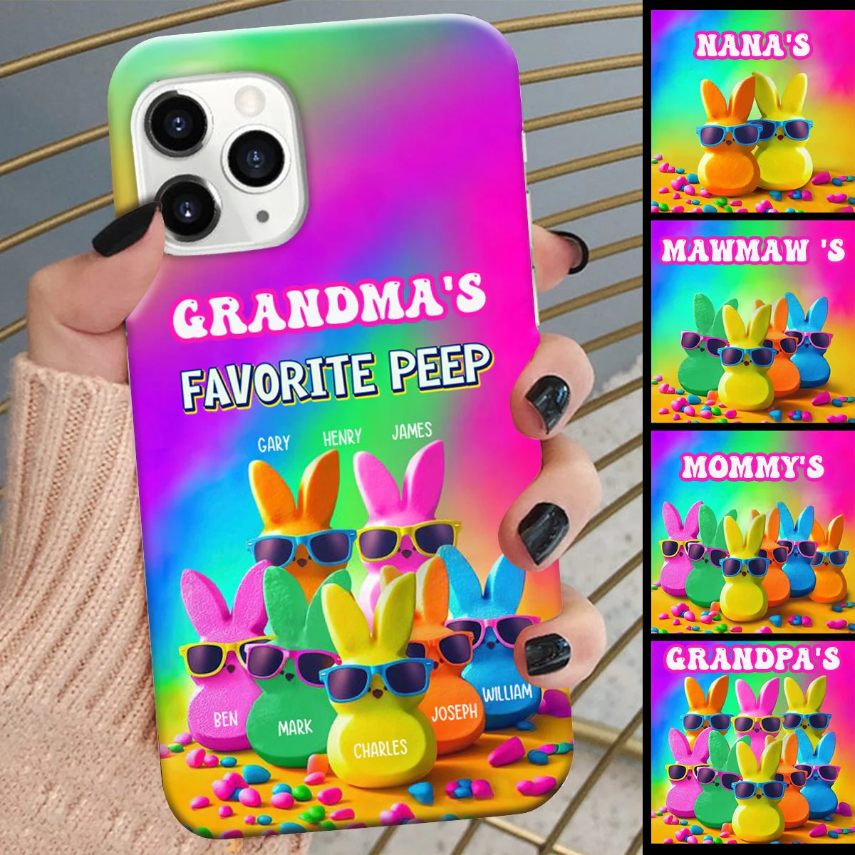 Personalized Easter Grandma's Favorite Bunnies Phone Case - Image 2