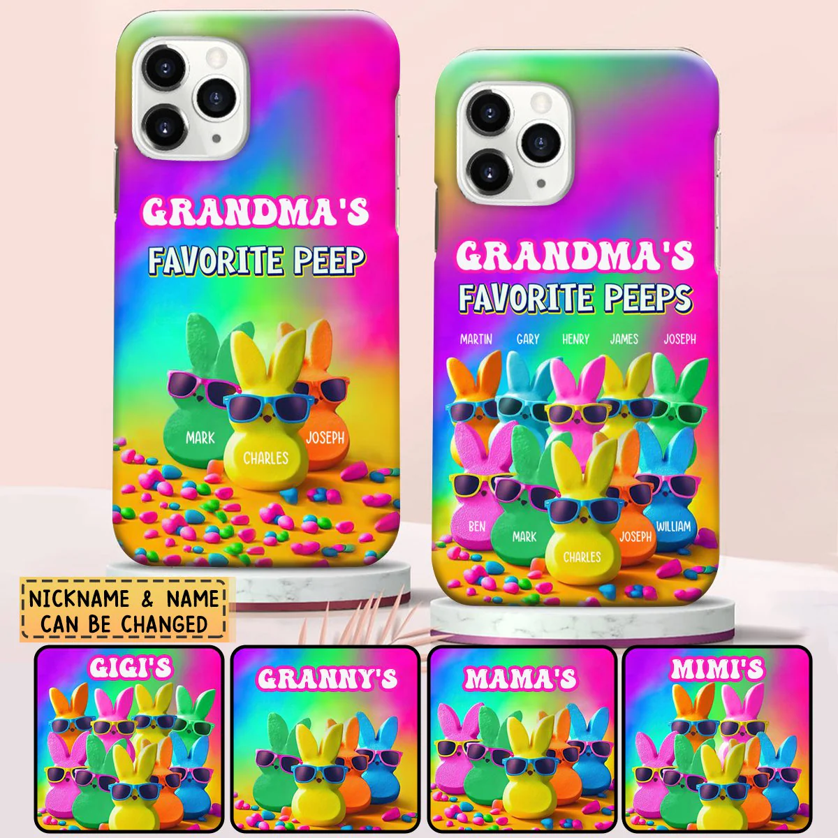 Personalized Easter Grandma's Favorite Bunnies Phone Case - Image 3