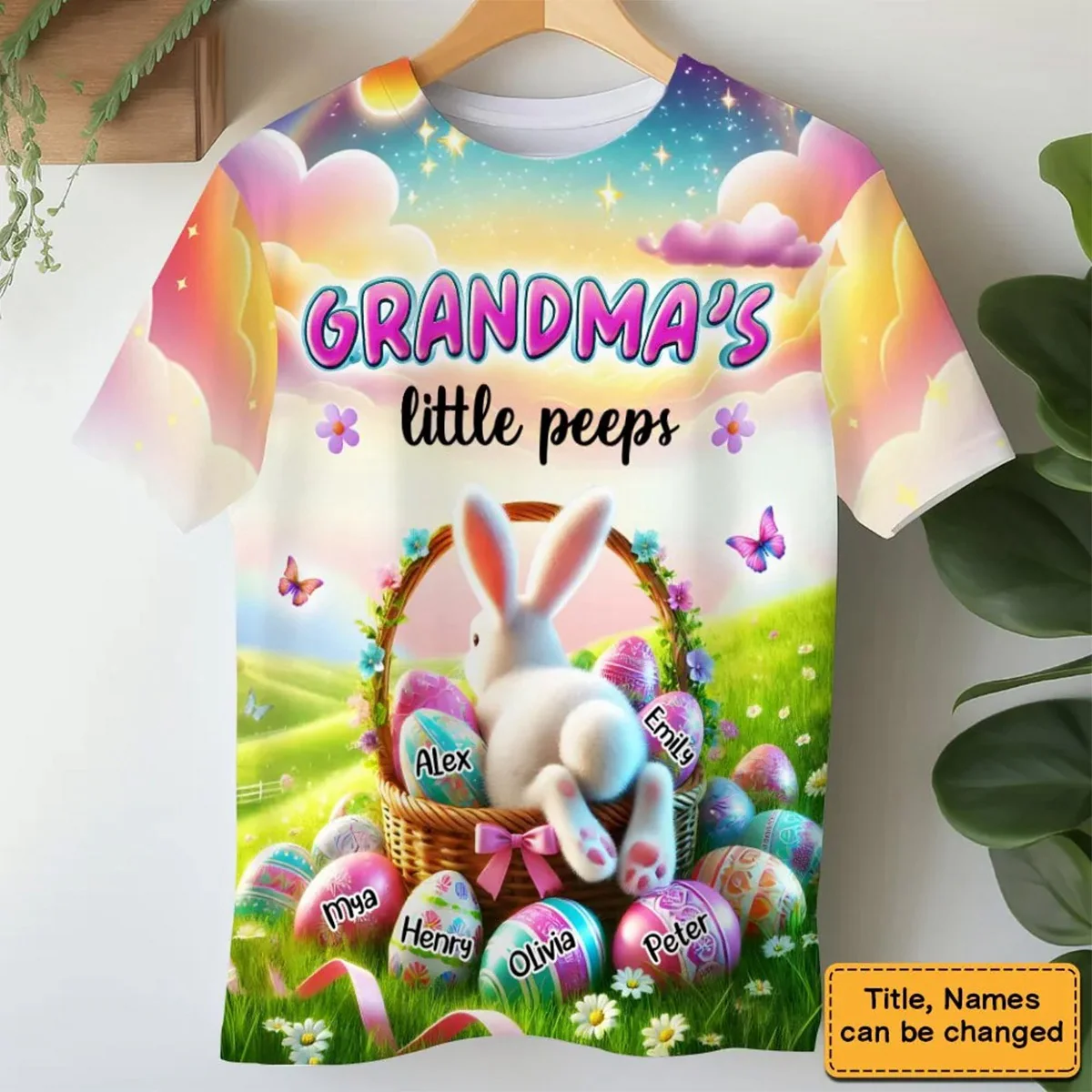 Personalized Easter Grandma's Little Bunny Egg T Shirt - Image 2