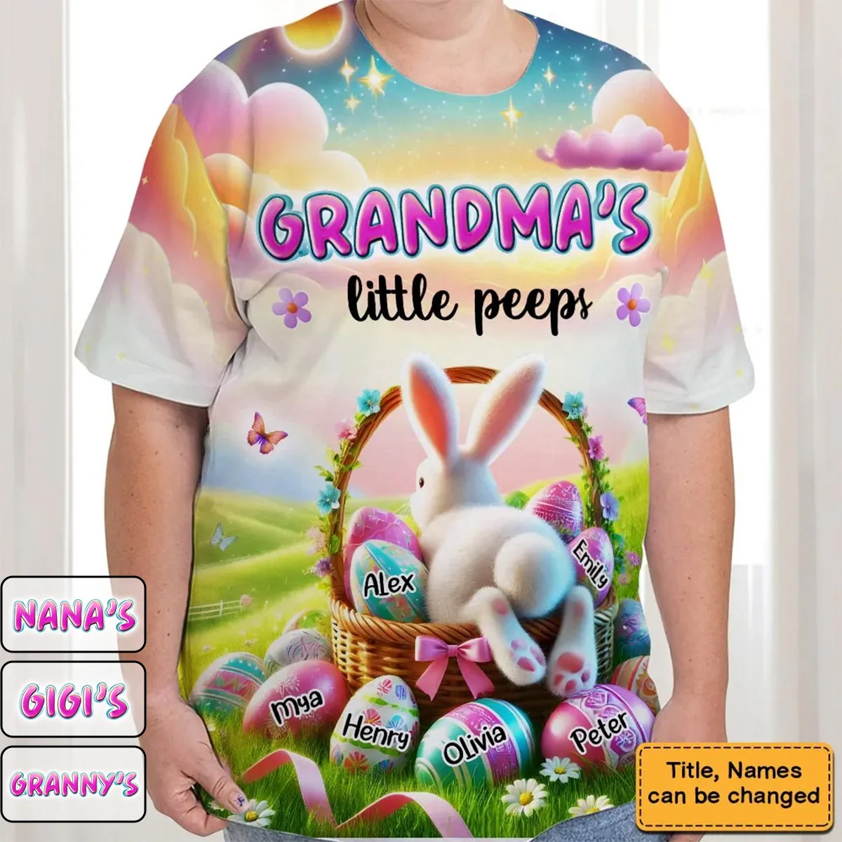 Personalized Easter Grandma's Little Bunny Egg T Shirt - Image 3