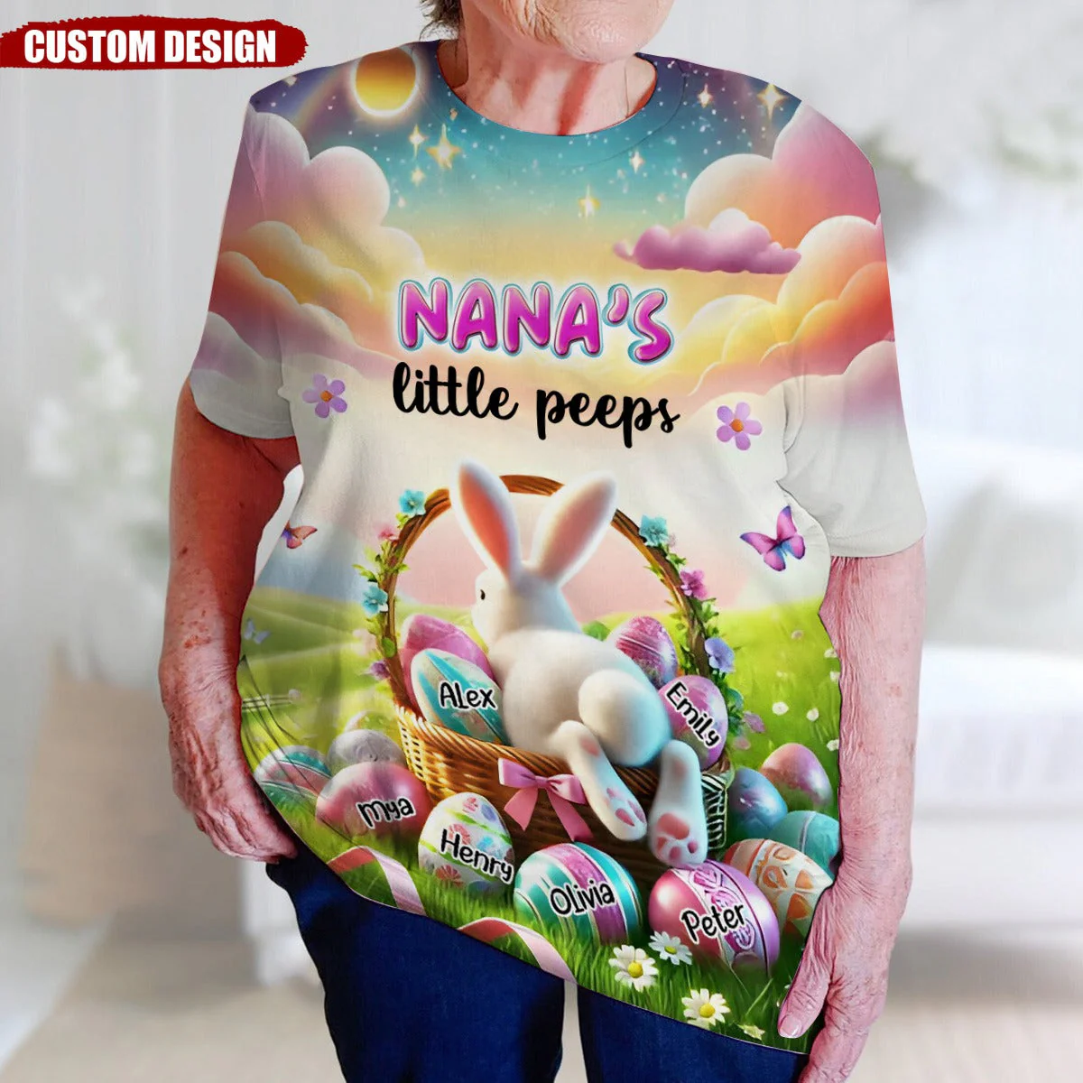 Personalized Easter Grandma's Little Bunny Egg T Shirt - Image 5