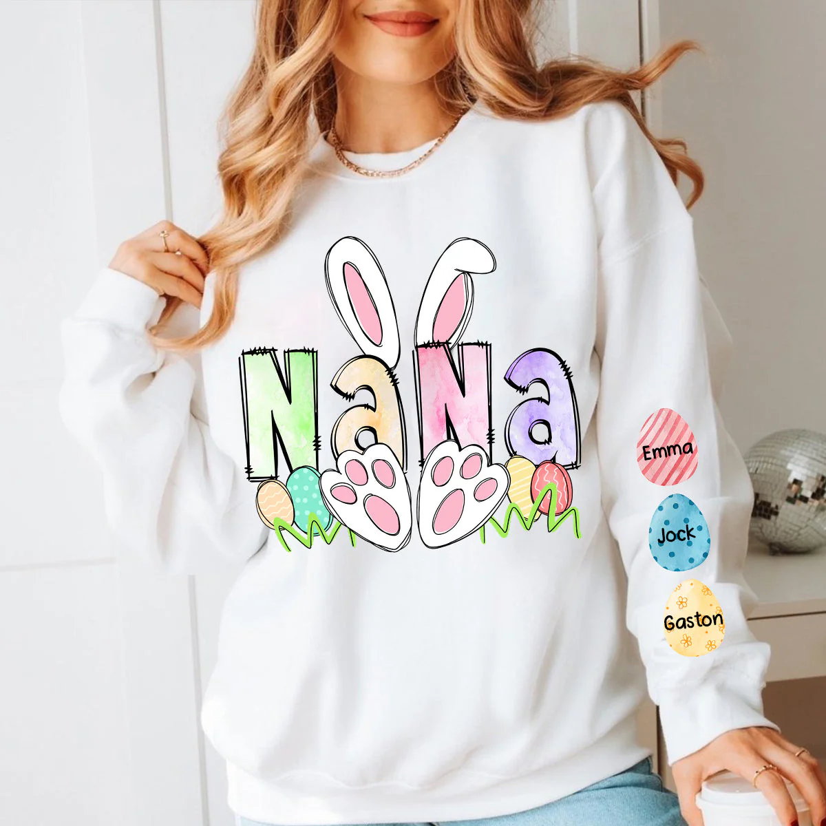 Personalized Easter Rabbit Sweatshirt Gift For Grandma - Image 4