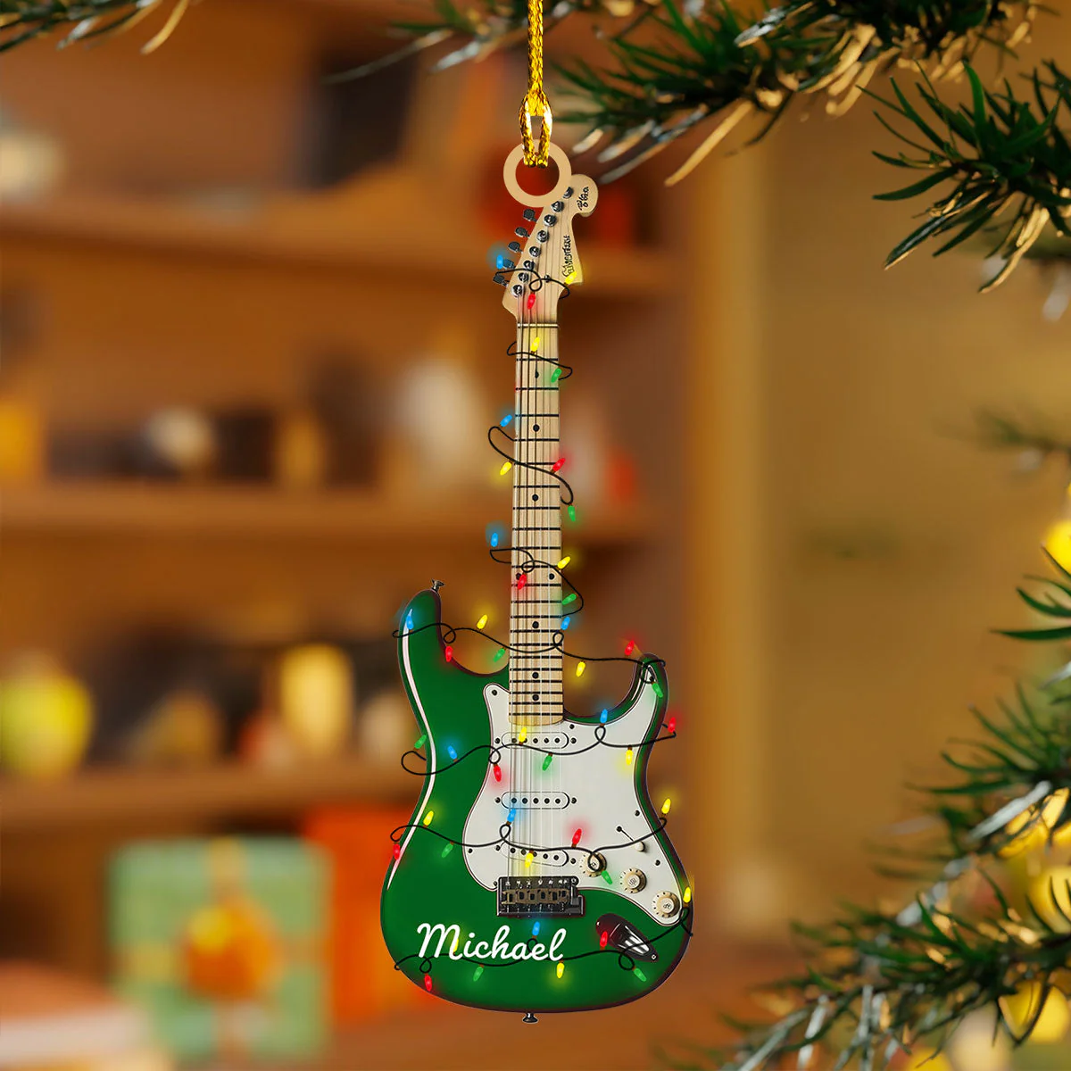 Personalized Electric Guitar Acrylic Christmas Ornament, Gift For Guitar Players - Image 4