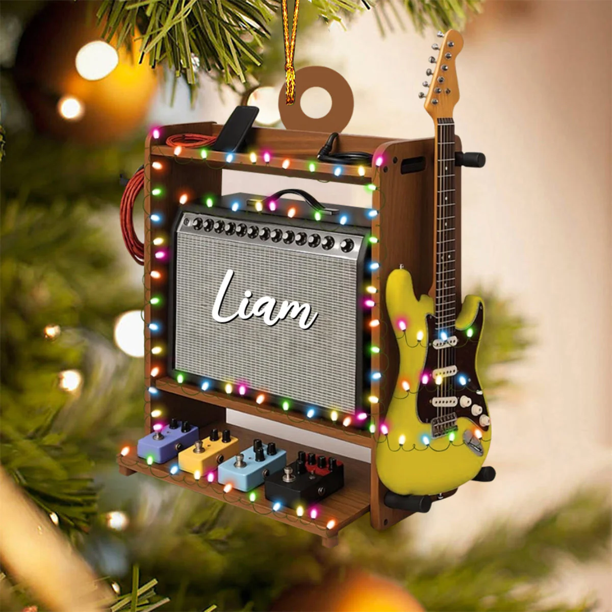 Personalized Electric Guitar Ornament Custom Name Christmas Guitarist Gift For Guitar Lovers - Image 2