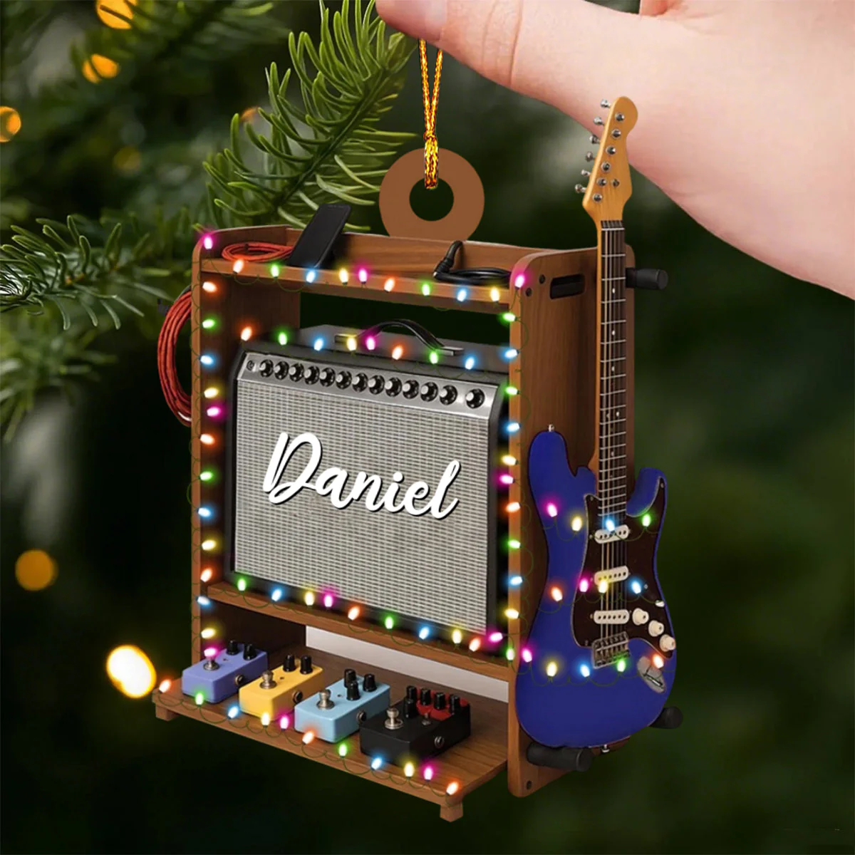 Personalized Electric Guitar Ornament Custom Name Christmas Guitarist Gift For Guitar Lovers - Image 3