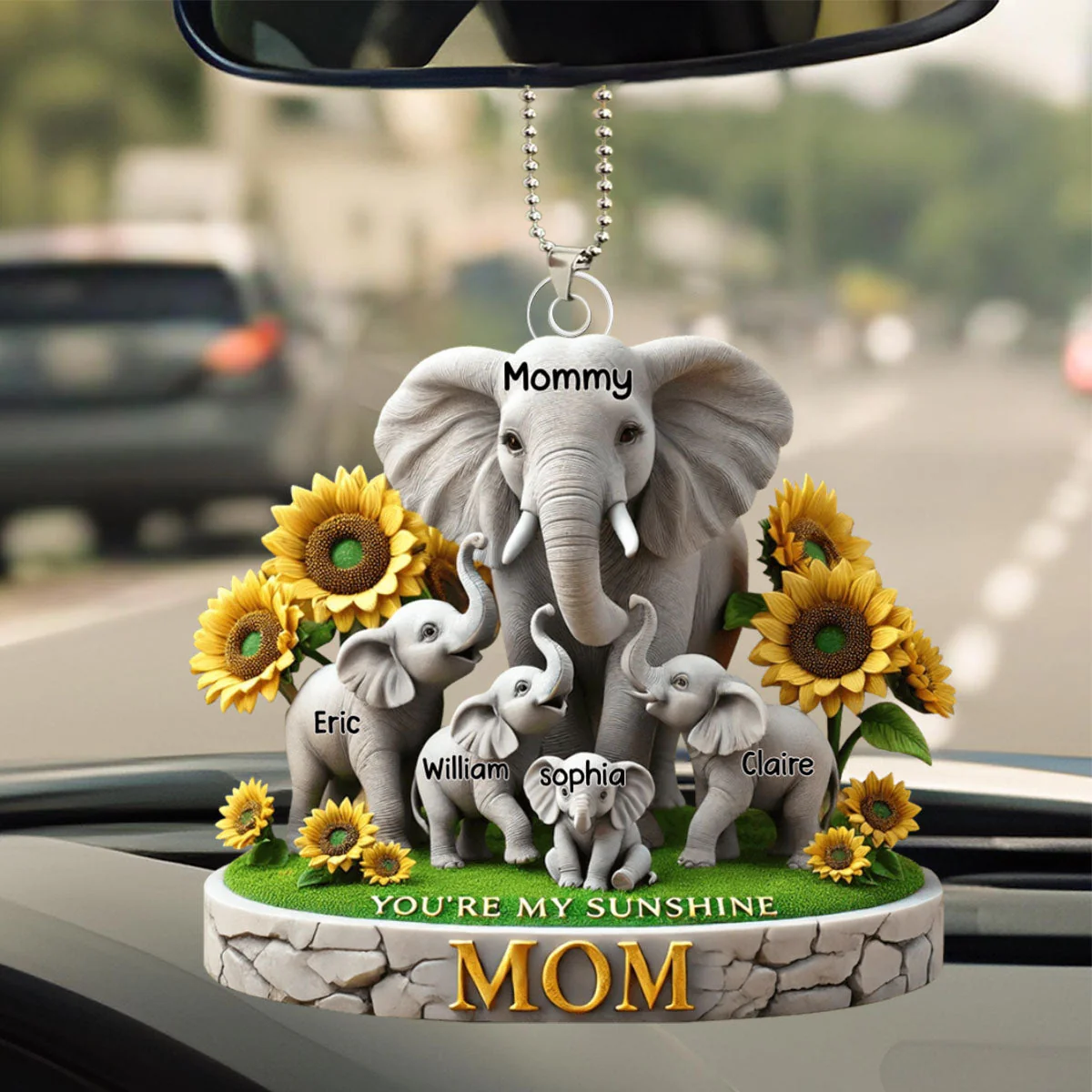 Personalized Elephant Acrylic Ornament - Custom Name For Mom - Image 2