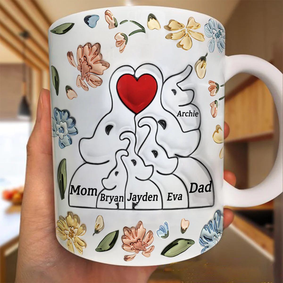 Personalized Elephant Family Mug Gift For Mom, Grandma - Image 3