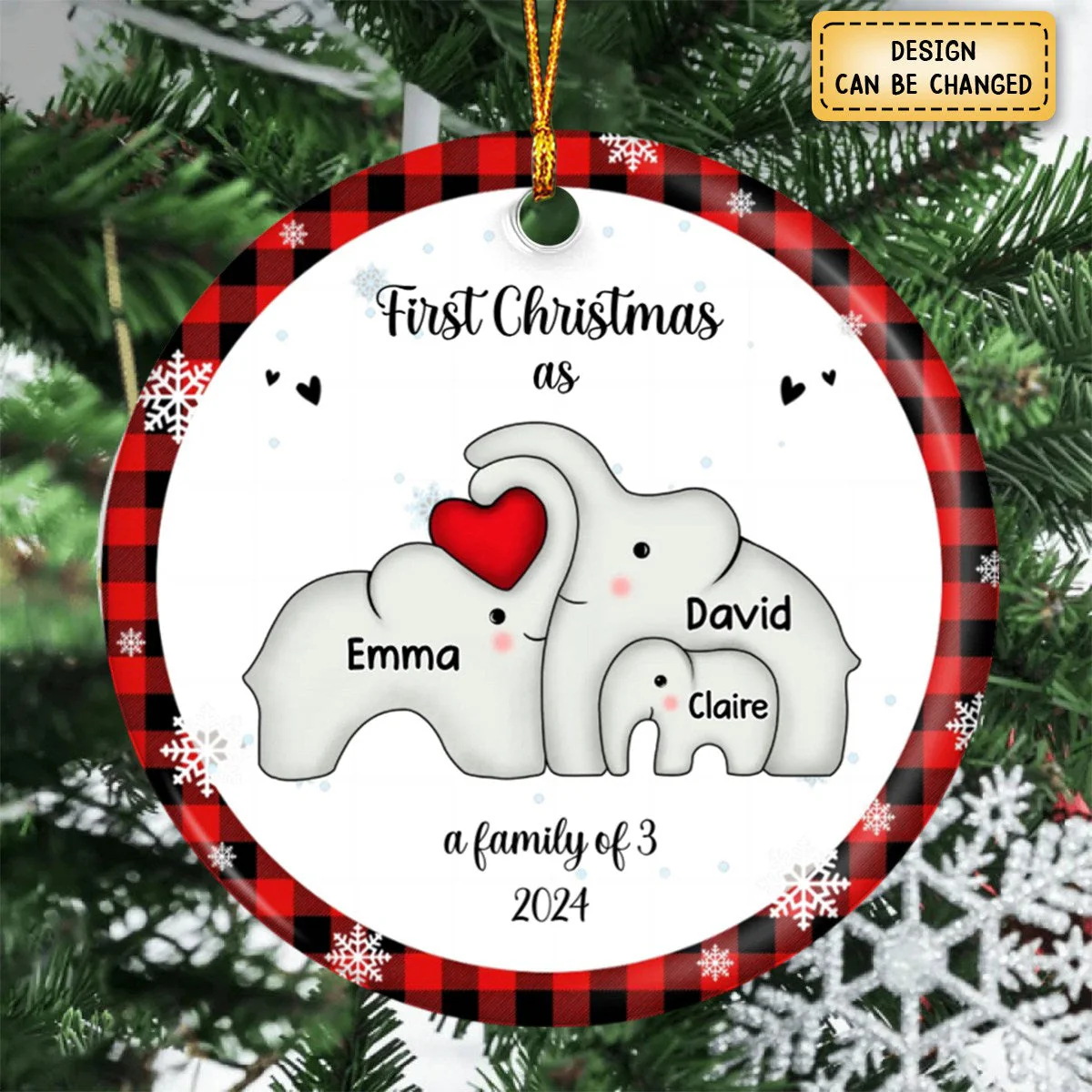 Personalized Elephant First Christmas as a Family Ornament