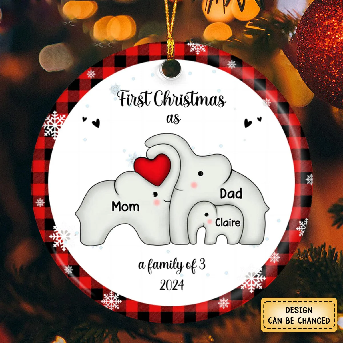 Personalized Elephant First Christmas as a Family Ornament - Image 3