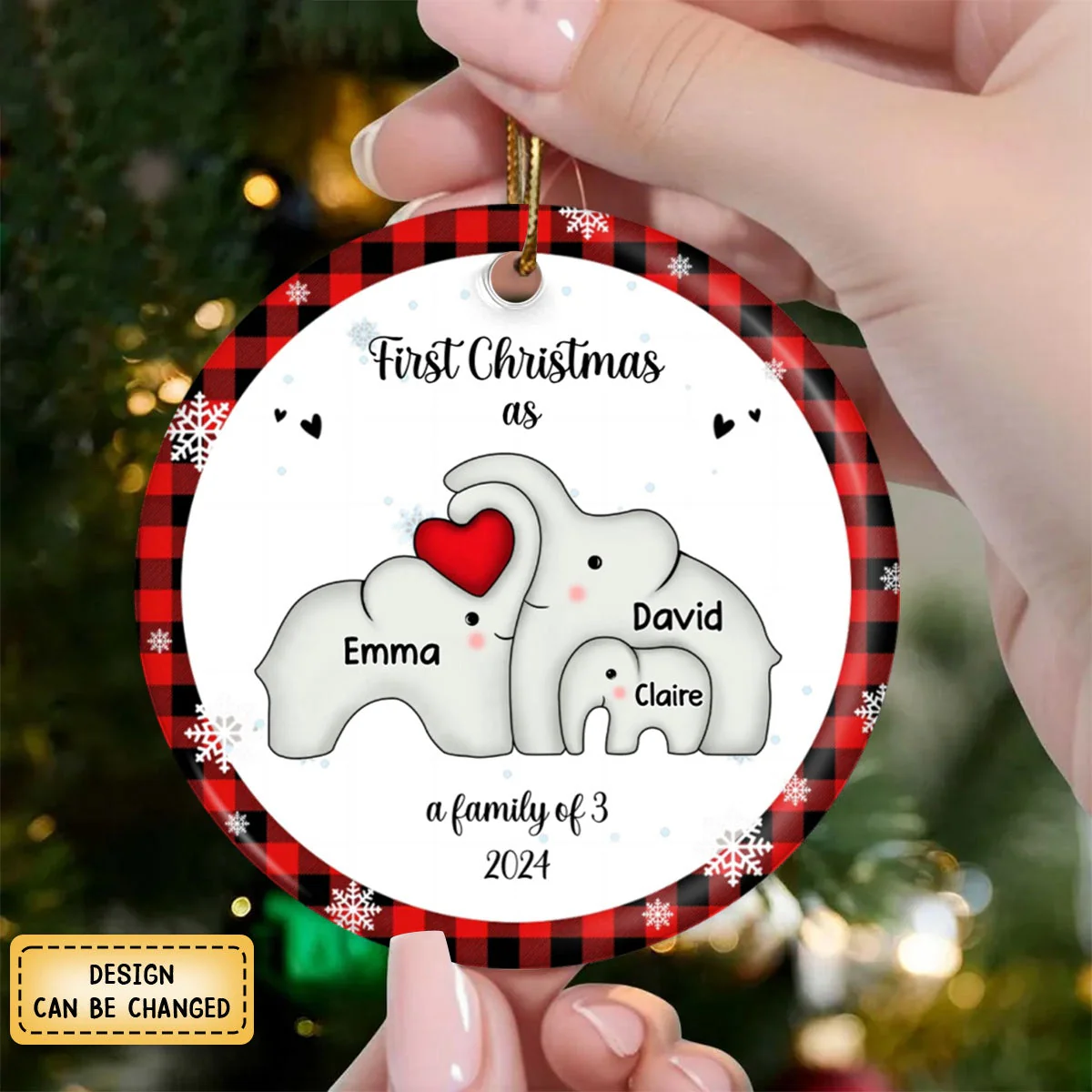 Personalized Elephant First Christmas as a Family Ornament - Image 4