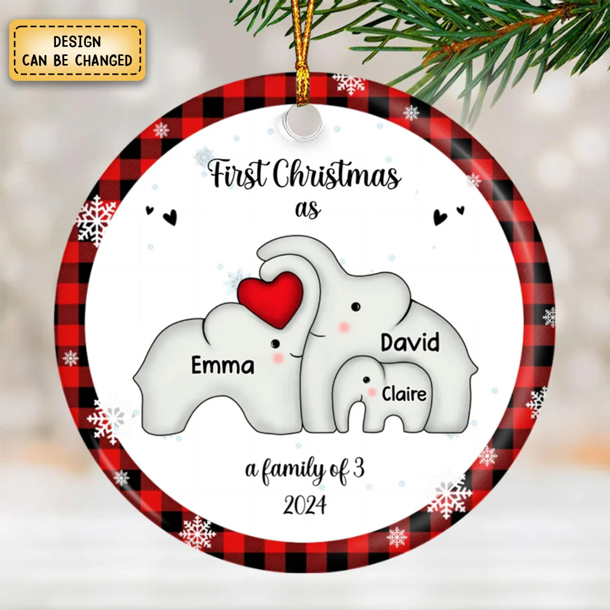 Personalized Elephant First Christmas as a Family Ornament - Image 5