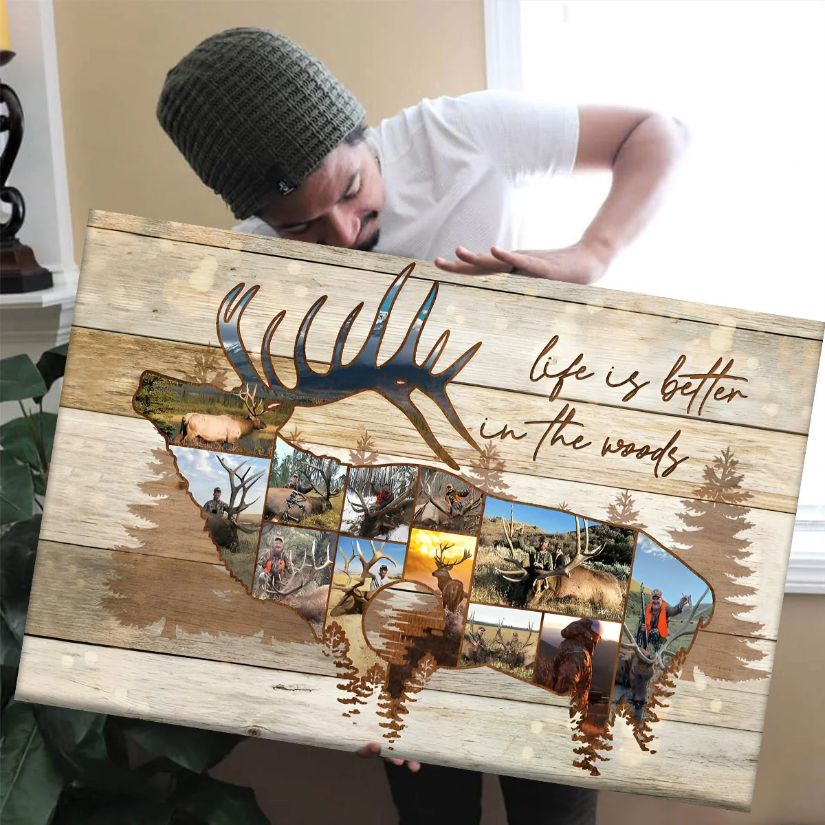 Personalized Elk Hunting Photo Collage Poster - Gift For Hunter - Image 3