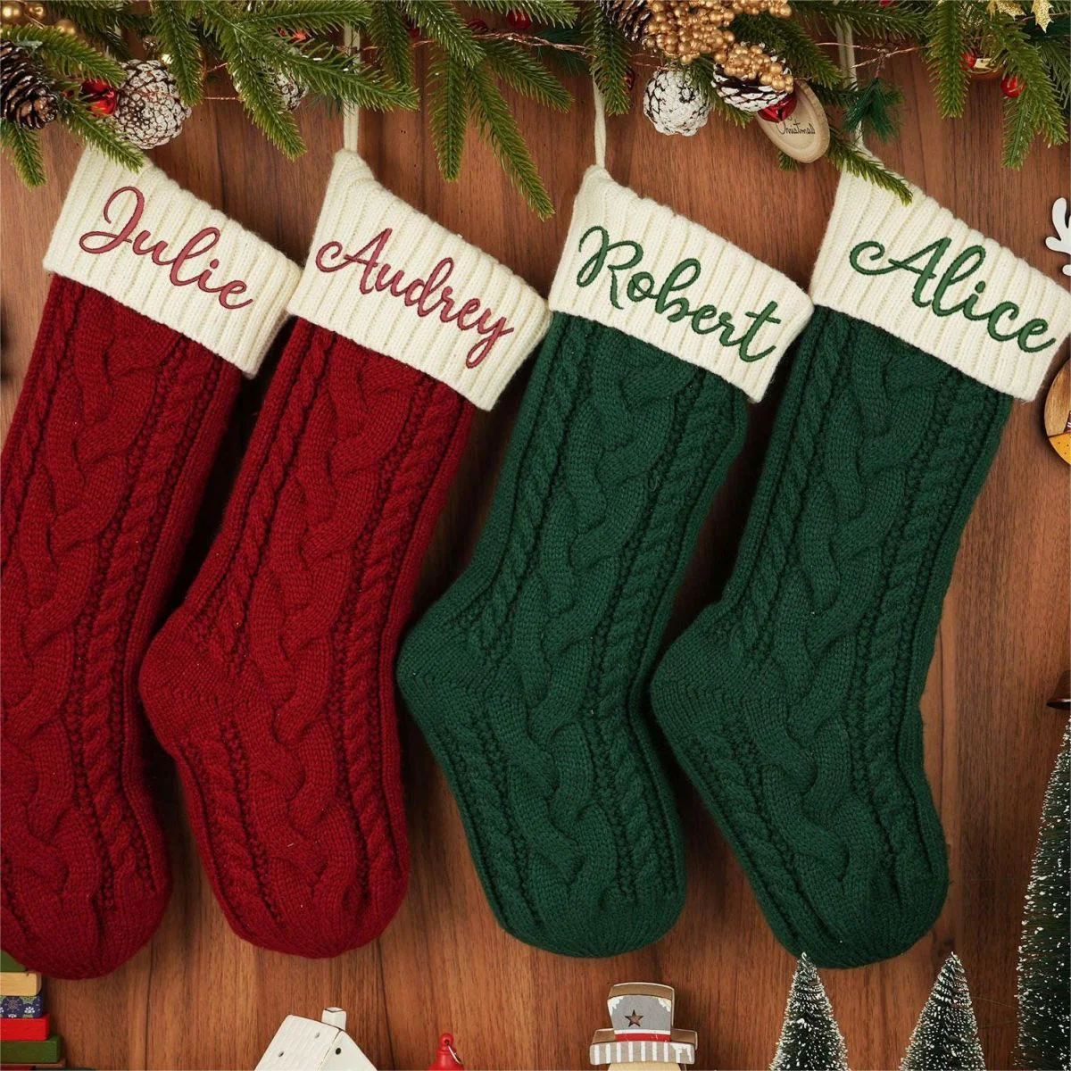 Personalized Embroidered  Knitted Christmas Stockings - Image 4