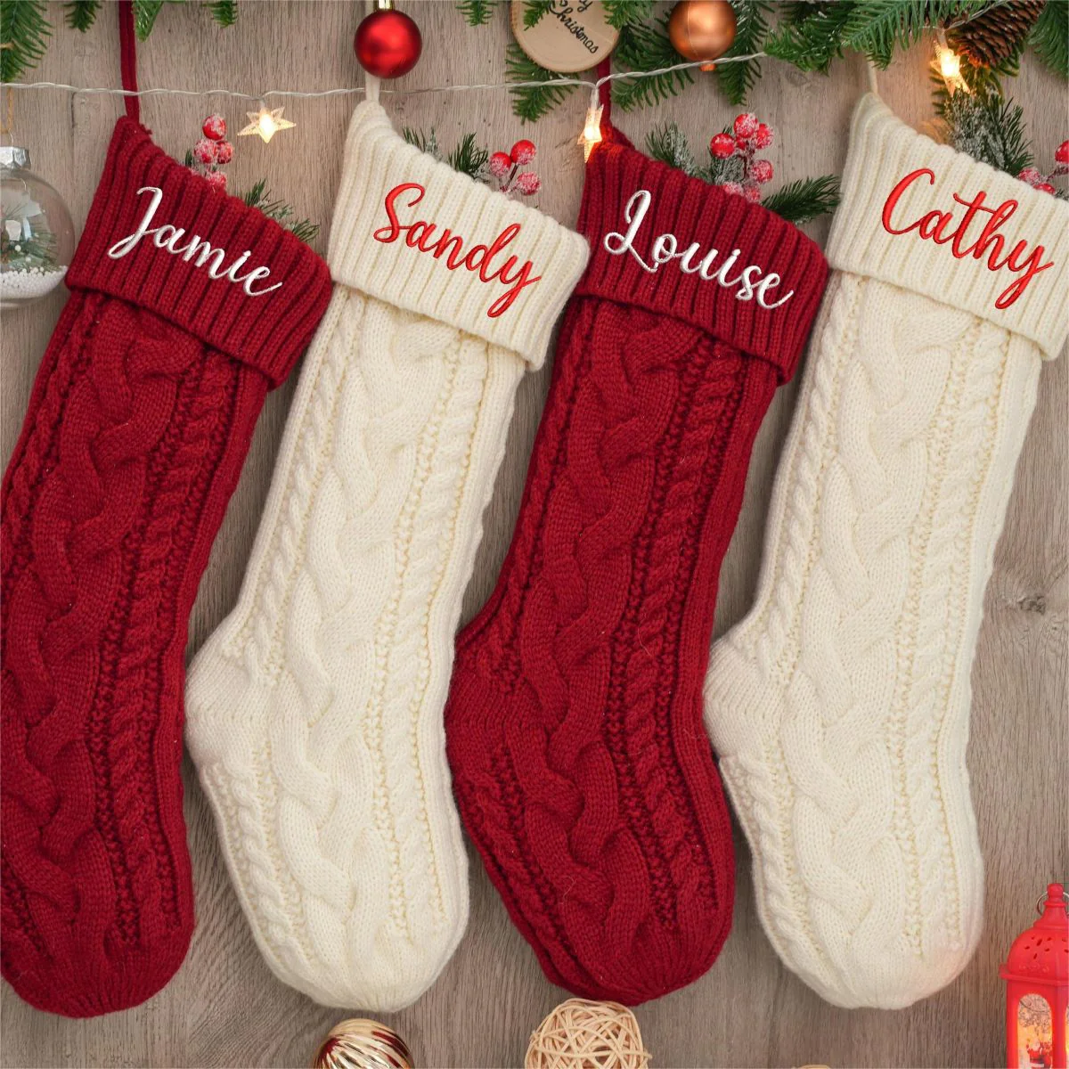 Personalized Embroidered  Knitted Christmas Stockings - Image 5