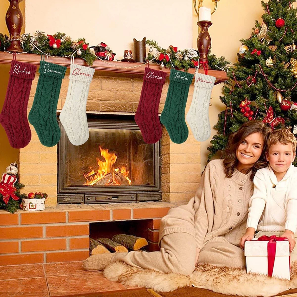 Personalized Embroidered  Knitted Christmas Stockings - Image 6