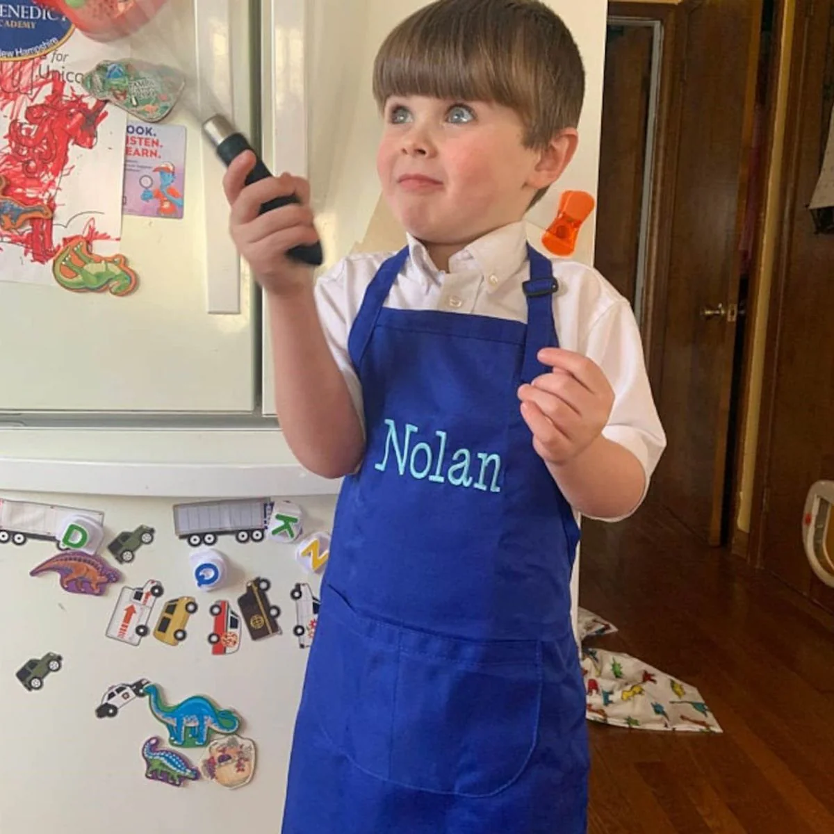 Personalized Embroidery Color Apron and Hat Set for Kid - Image 12