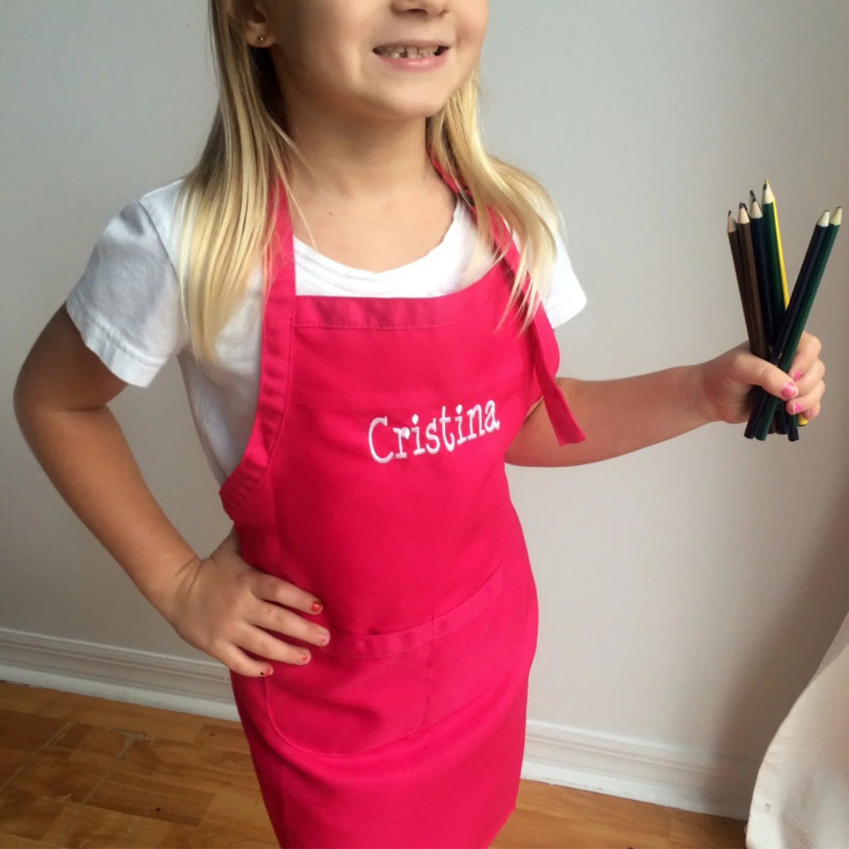 Personalized Embroidery Color Apron and Hat Set for Kid - Image 8