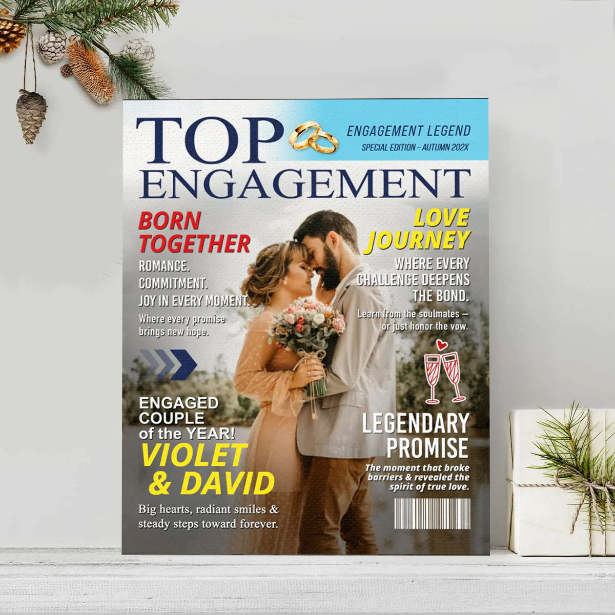 Personalized Engagement Magazine Cover, Gift For Engaged Couple, Custom Couple Photo, Engagement Gift, Wedding Keepsake - Image 4