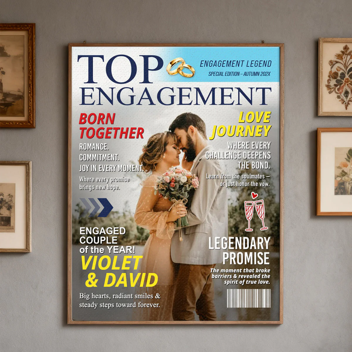 Personalized Engagement Magazine Cover, Gift For Engaged Couple, Custom Couple Photo, Engagement Gift, Wedding Keepsake - Image 5