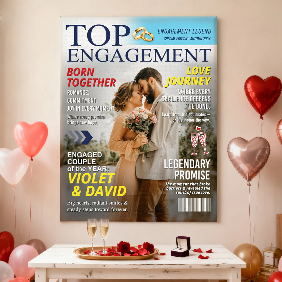 Personalized Engagement Magazine Cover, Gift For Engaged Couple, Custom Couple Photo, Engagement Gift, Wedding Keepsake - Image 6