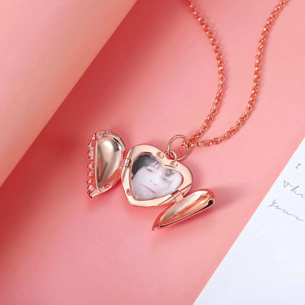 Personalized Engravable Angel Wing Photo Necklace - Image 6