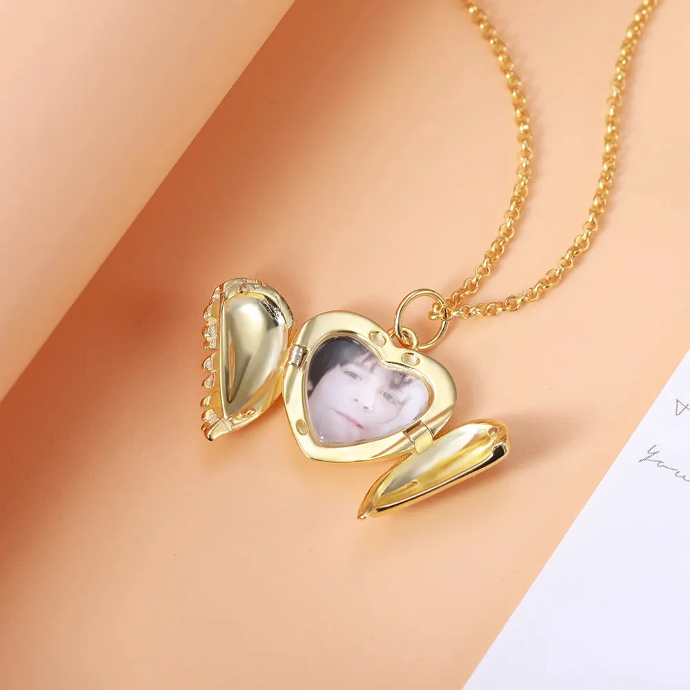 Personalized Engravable Angel Wing Photo Necklace - Image 7